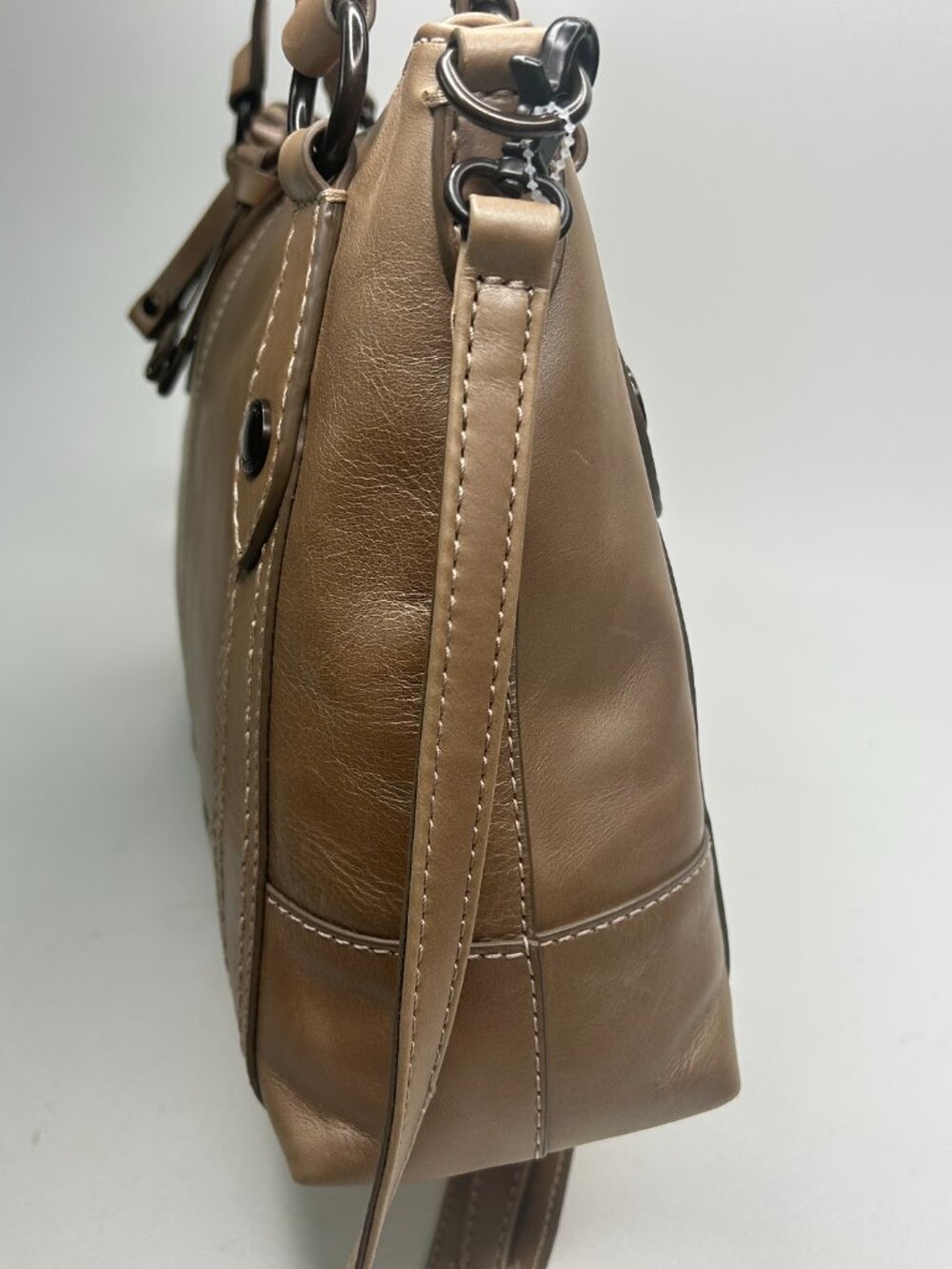 FRYE Melissa Medium Satchel w/ Detachable Crossbody Strap Light Bronze Leather C - Picture 3 of 11